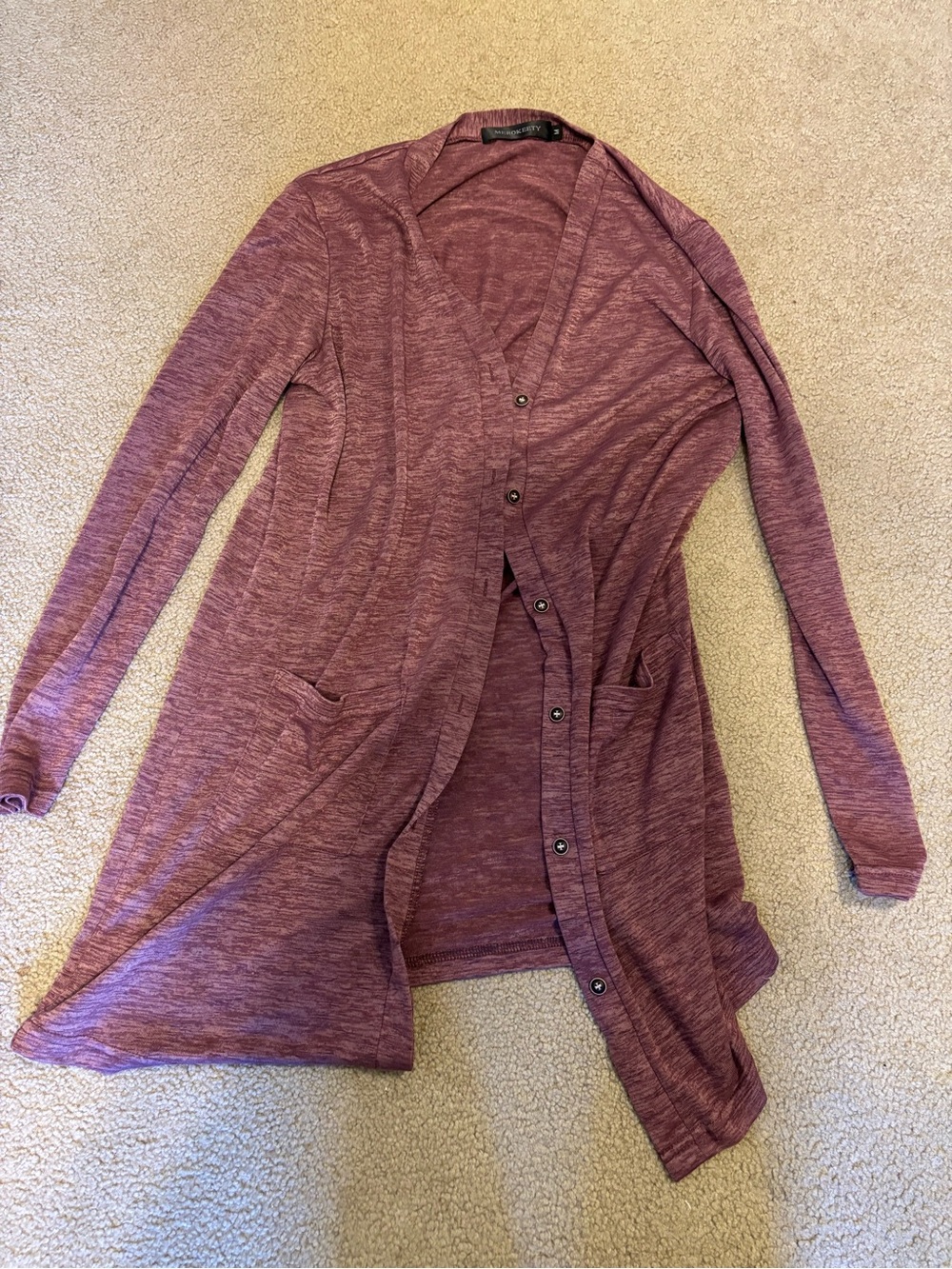 Lightweight Marled Plum Button-Front Women's Cardigan